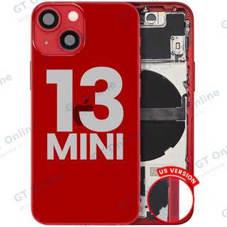 Châssis pour Apple iPhone 13 Mini (version US, origine d'occasion — grade B, rouge) — Coque arrière avec petites pièces