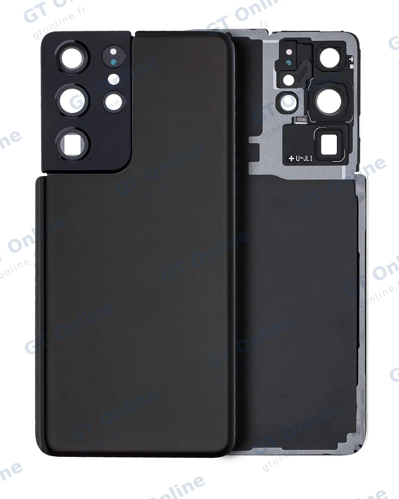 Vitre arrière pour Samsung Galaxy S21 Ultra (sans logo, compatible premium, noir fantôme)