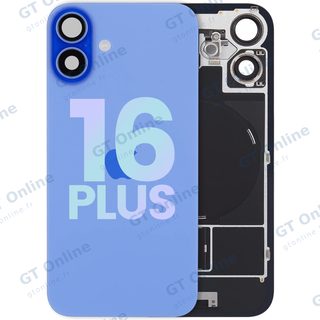 Vitre arrière avec MagSafe, NFC et nappe flash pour Apple iPhone 16 Plus (pack service origine, bleu outremer)