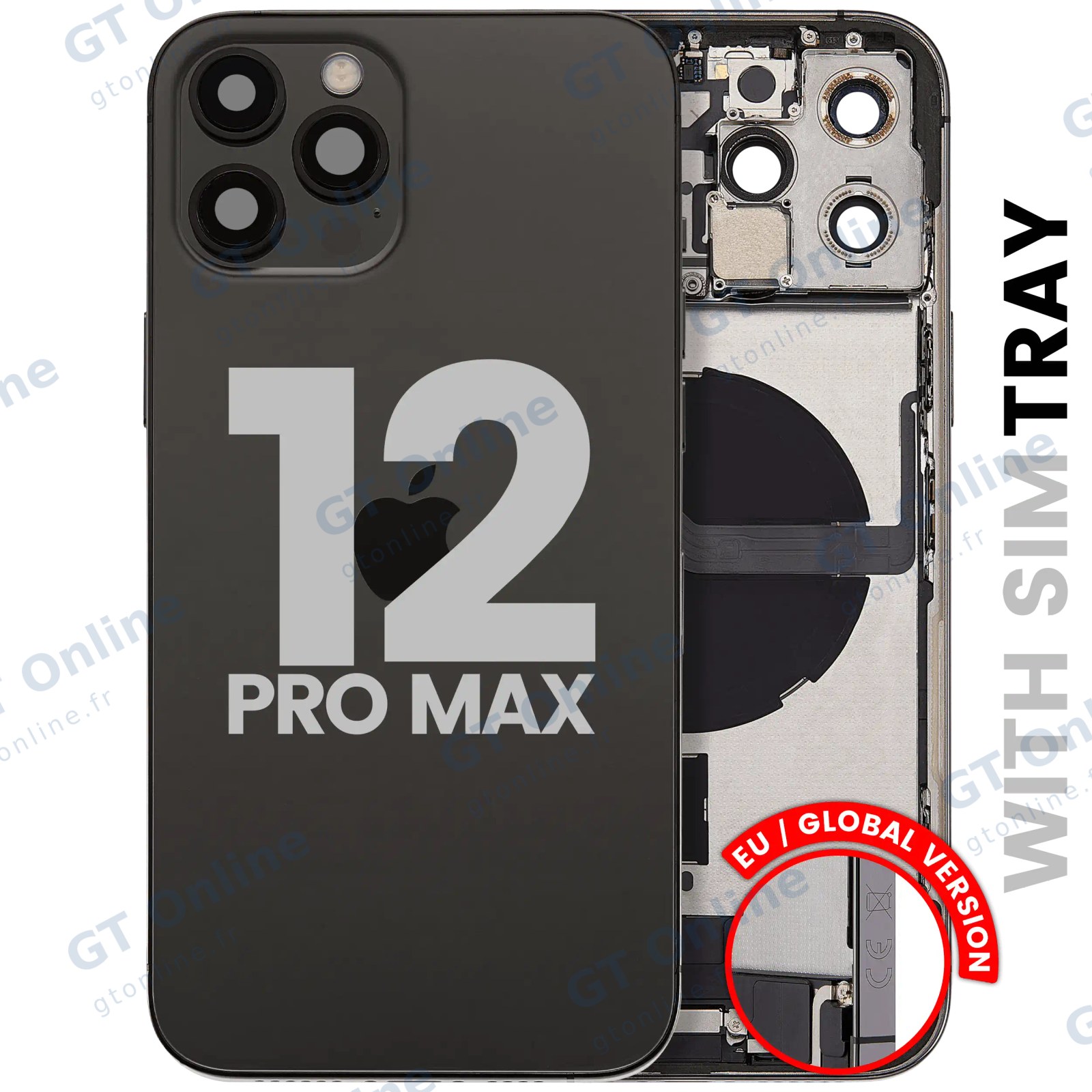 Châssis pour Apple iPhone 12 Pro Max (version EU, origine d'occasion — grade A, graphite)