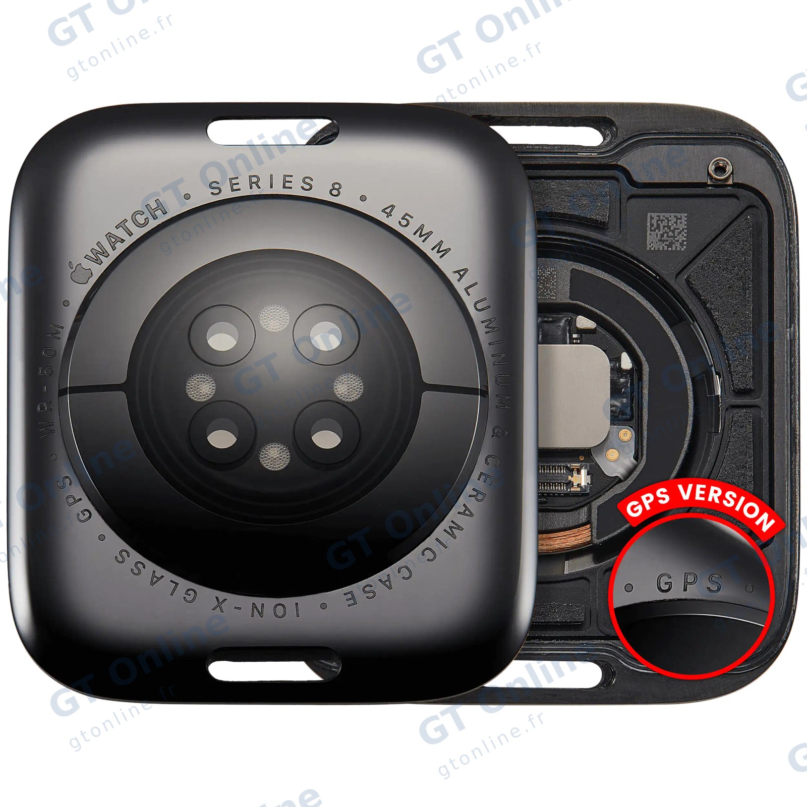 Vitre arrière pour Apple Watch Series 8 (45mm) (version GPS, Aluminum / Space Black)