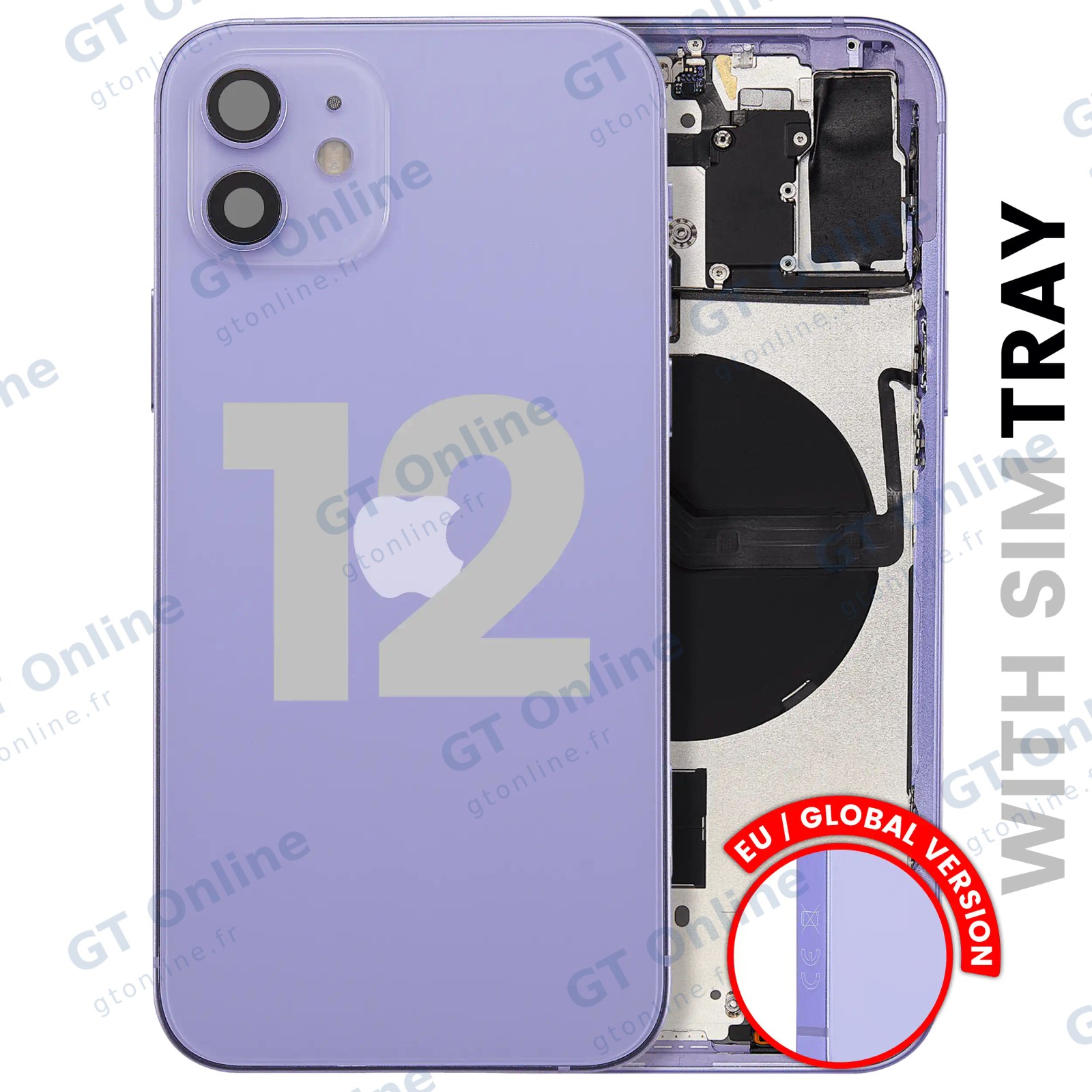 Châssis pour Apple iPhone 12 (version EU, origine d'occasion — grade B, violet)