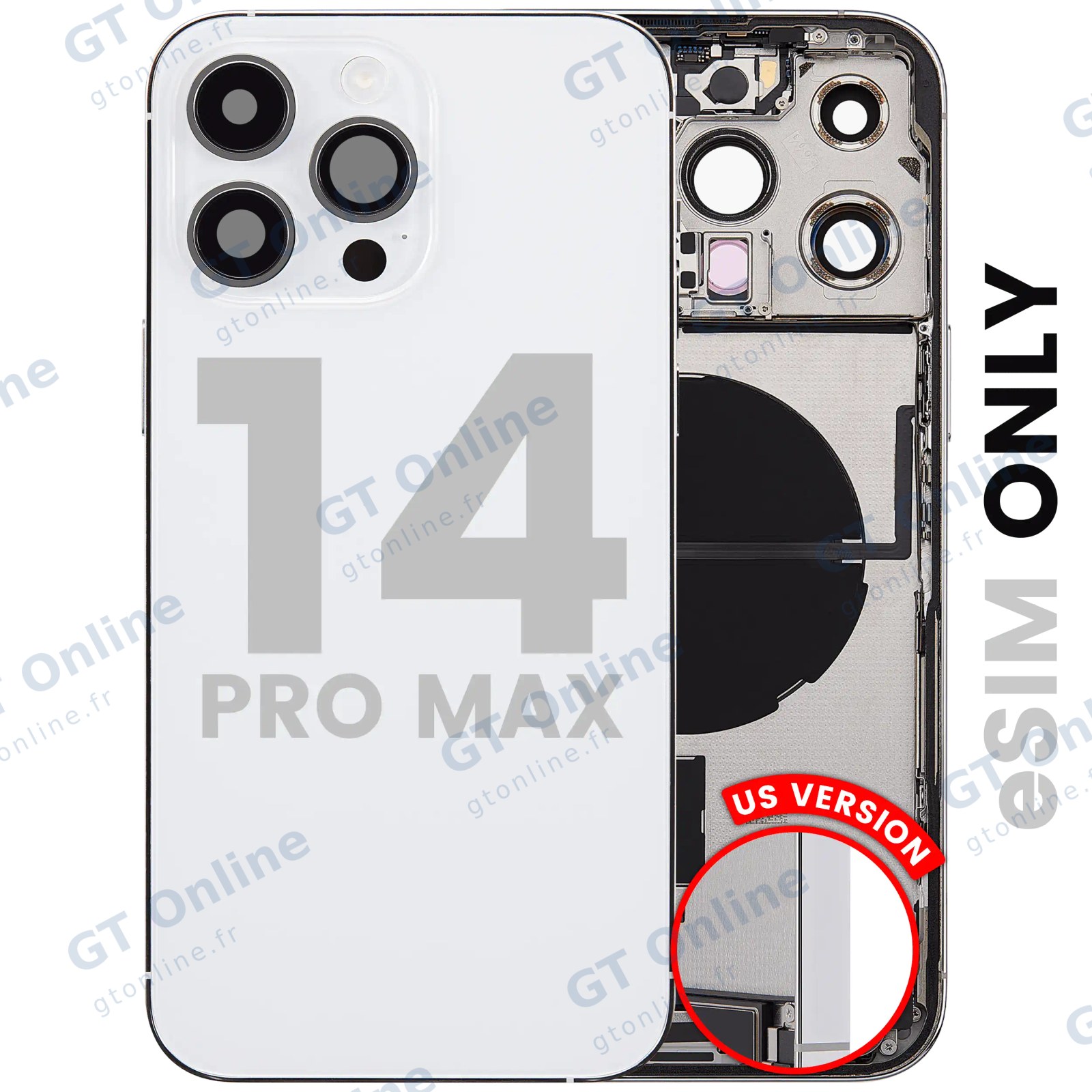 Châssis pour Apple iPhone 14 Pro Max (version US, origine d'occasion — grade A, argent)