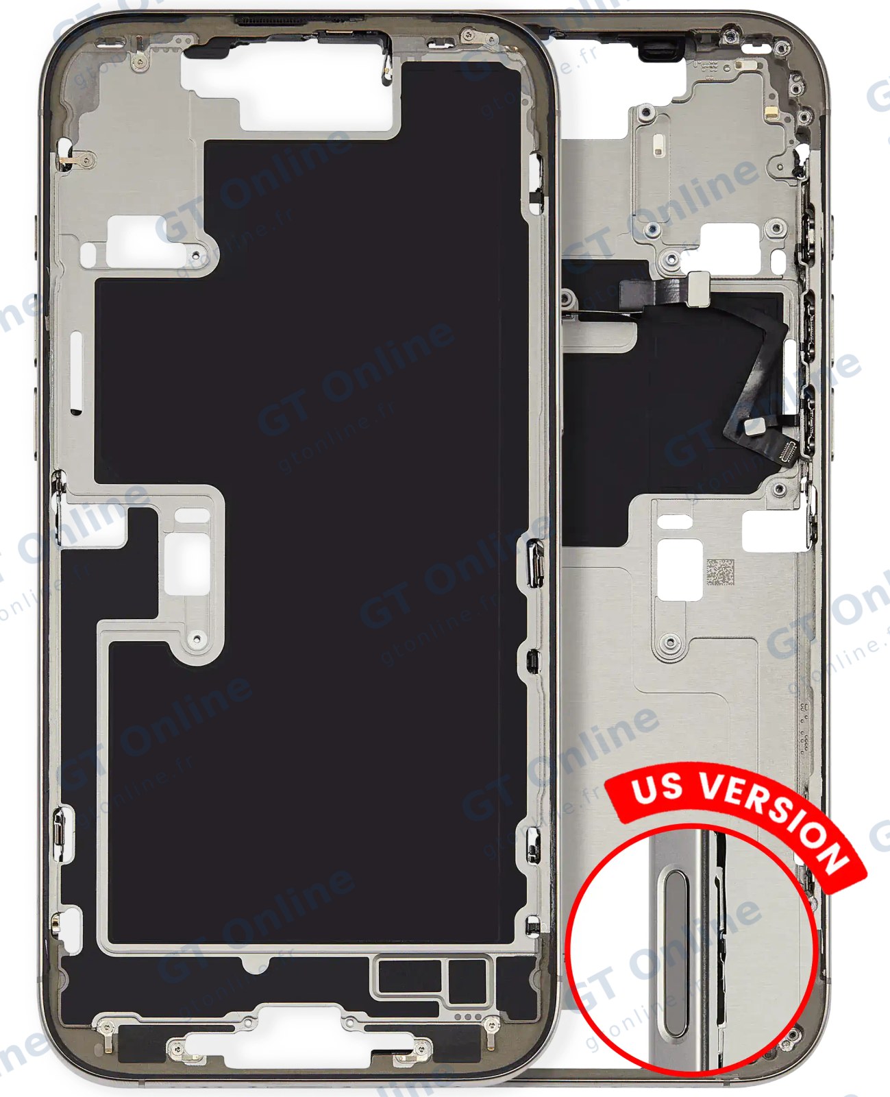 Châssis pour Apple iPhone 16 Pro Max (version US, origine d'occasion — grade A, White Titanium)