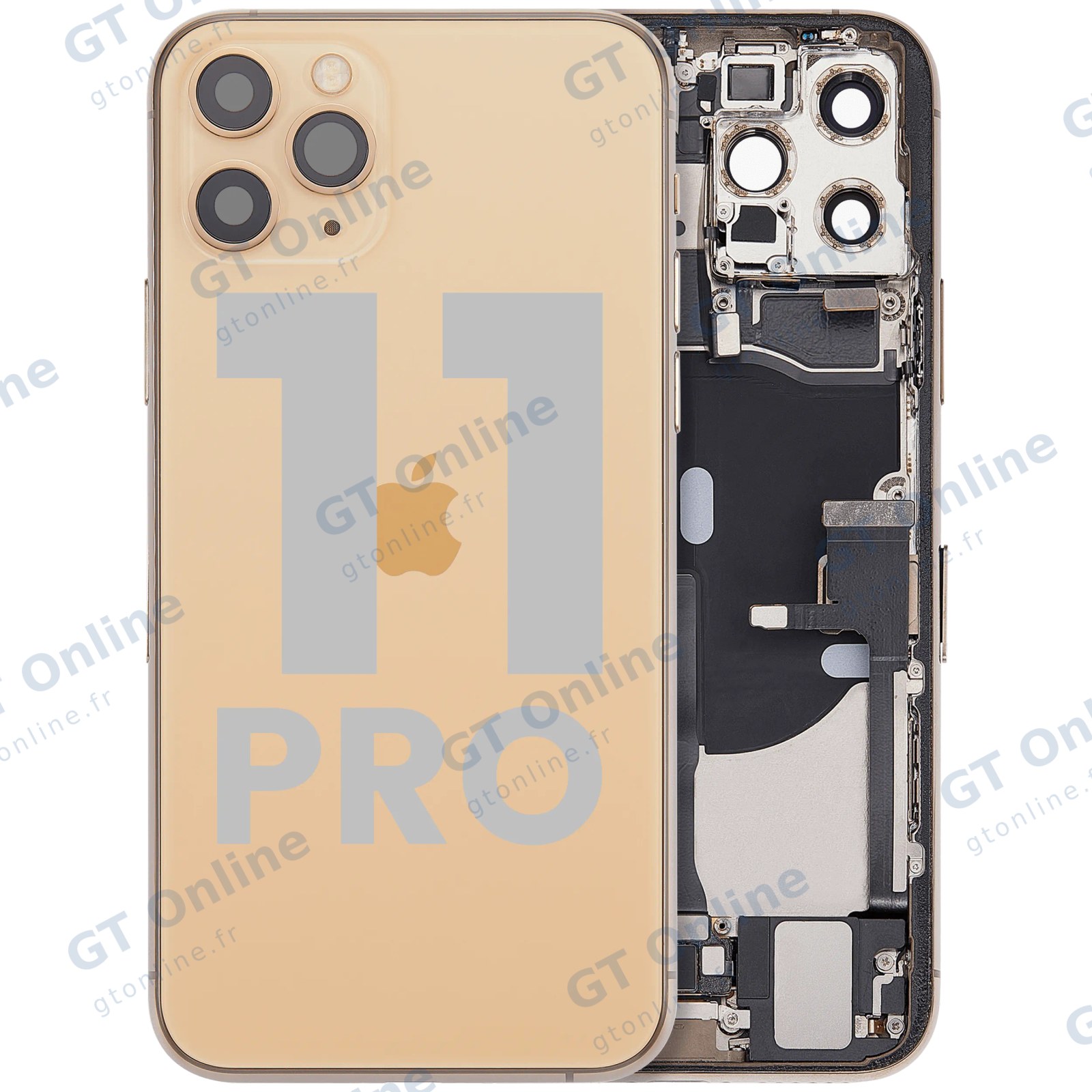 Châssis avec nappe de charge et petits composants pour Apple iPhone 11 Pro (origine d'occasion — grade B, or)