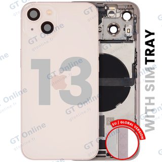 Châssis pour Apple iPhone 13 (version EU, origine d'occasion — grade A, rose) — Coque arrière avec connecteur de charge Flex et petites pièces