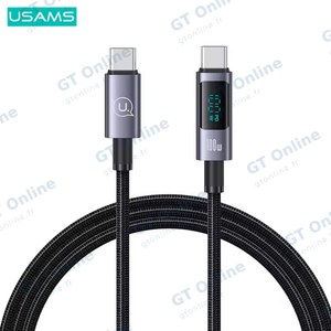 Câble Data USB-C vers USB-C Usams US-SJ671 100W avec Écran (1.2m) Noir