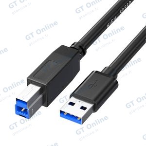 Câble USB Mâle vers USB-B Mâle - 0,5m - Noir