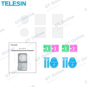 Verre Trempé Classique TELESIN OA-FLM-004 pour DJI Action 2 Dual-Screen Combo (4x Écran + 2x Lentille)
