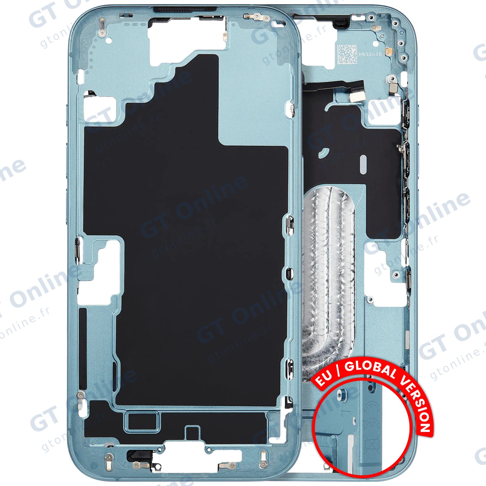 Châssis avec petites pièces pour Apple iPhone 16 (version EU, occasion d’origine — grade B, sarcelle)