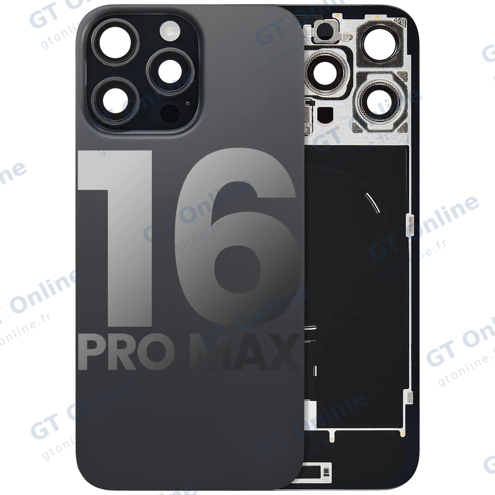 Vitre arrière pour Apple iPhone 16 Pro Max (origine d'occasion — grade B, titane noir)