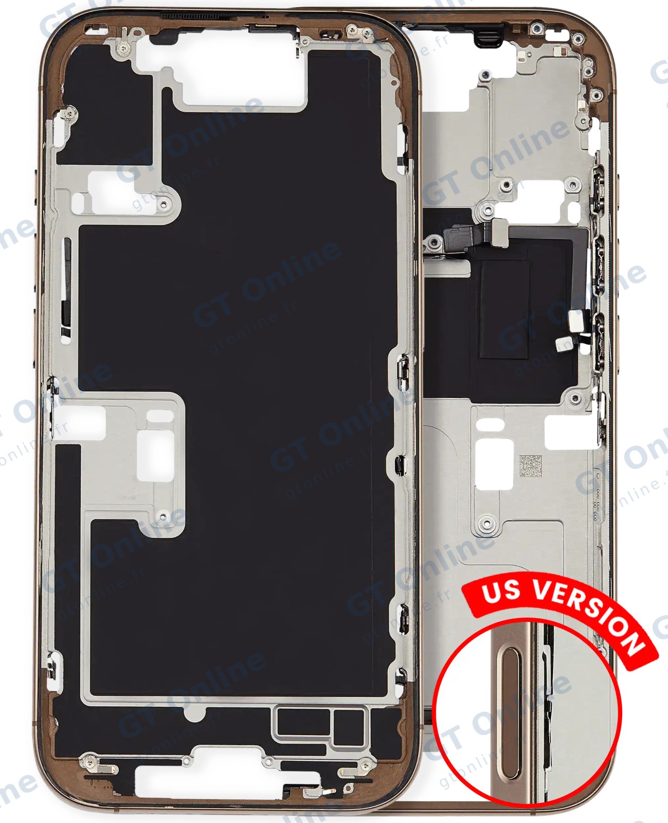 Châssis pour Apple iPhone 16 Pro (version US, origine d'occasion — grade A, Desert Titanium)