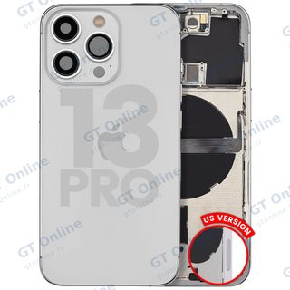 Châssis pour Apple iPhone 13 Pro (version US, origine d'occasion — grade A, argent) — Coque arrière avec petites pièces