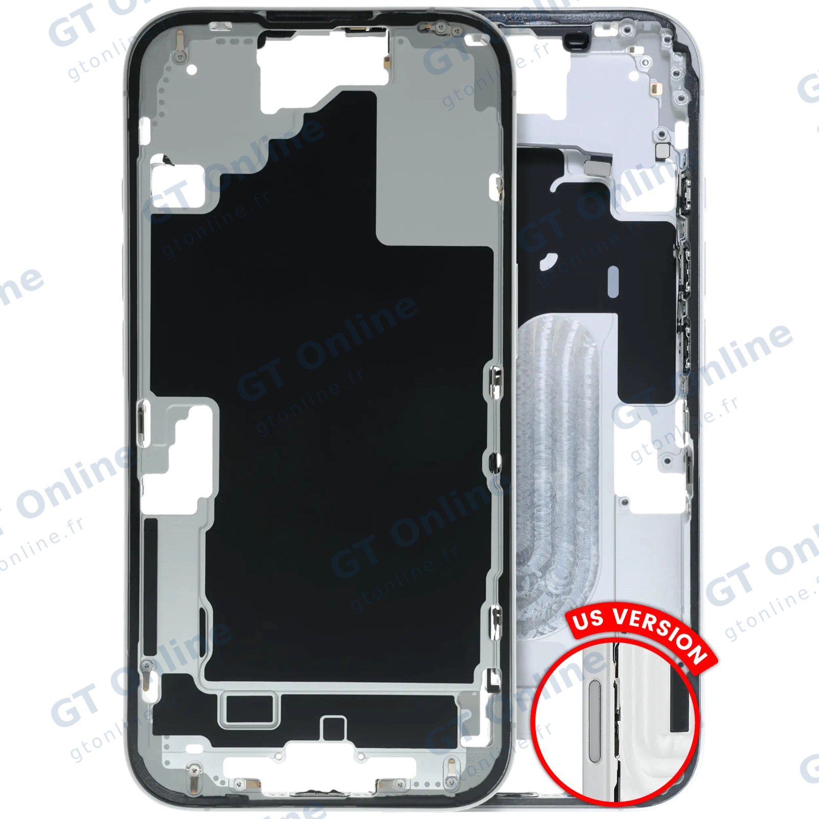 Châssis pour Apple iPhone 16 (version US, origine d'occasion — grade B, blanc)
