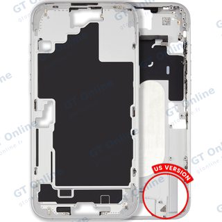 Châssis pour Apple iPhone 16 Plus (version US, origine d'occasion — grade B, blanc) — Châssis central avec petites pièces