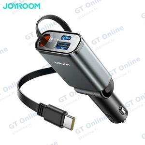 Chargeur Allume-Cigare JOYROOM JR-CCL07 3 en 1 (avec Câble Rétractable Type-C) 45W Gris Foncé