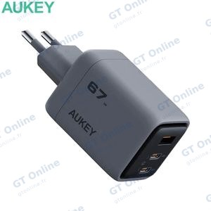 Chargeur Secteur Multi GaN AUKEY PA-C3 67W 2x USB-C + 1 USB Gris