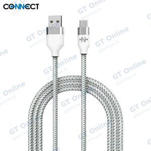Câble Data USB vers USB-C CONNECT MC-CCB8 Nylon Tressé 15W (2m) Blanc