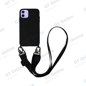 Coque Silicone avec Bandoulière Apple iPhone 12 Mini (#1) Noir