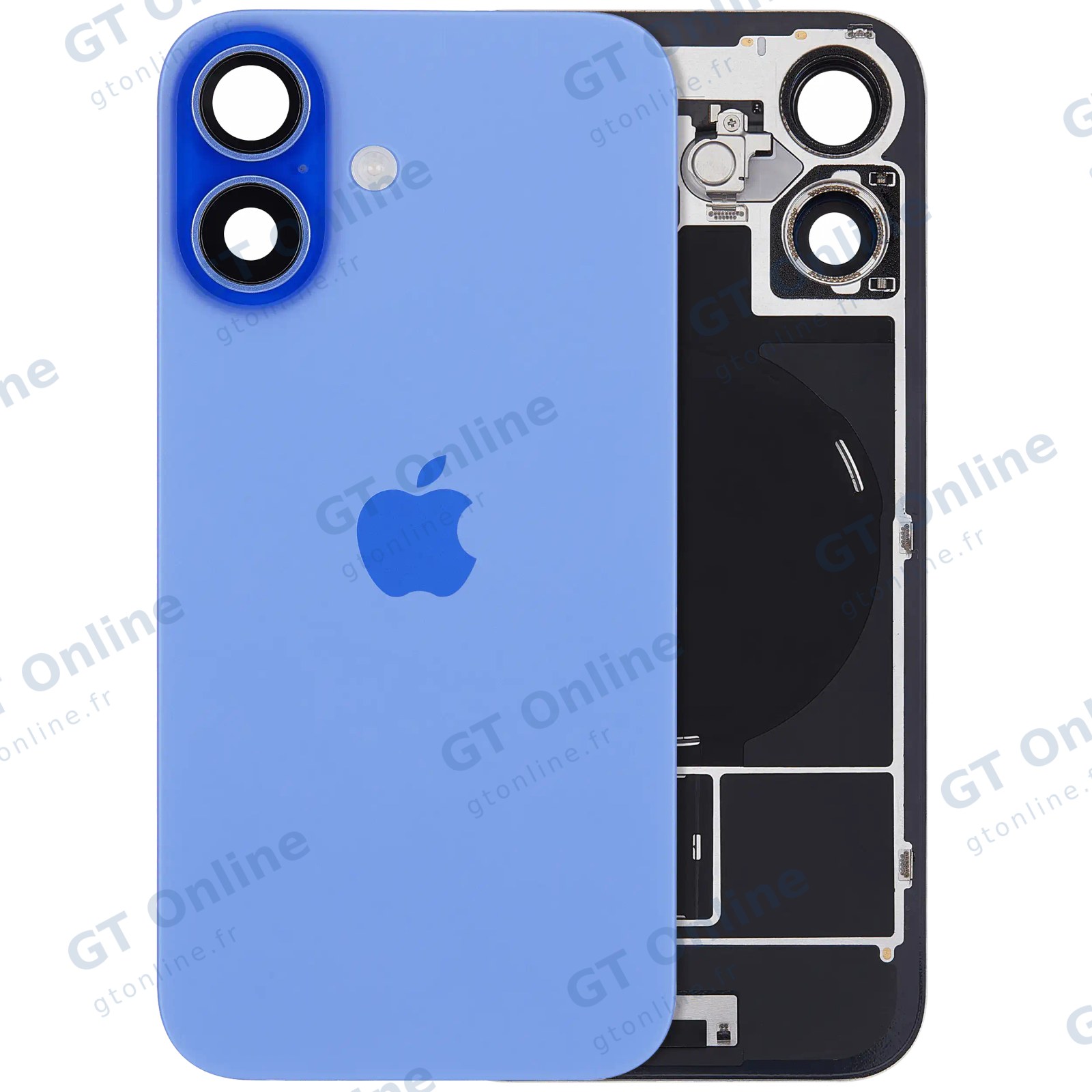 Vitre arrière avec MagSafe, NFC et nappe flash pour Apple iPhone 16 (origine, bleu outremer)