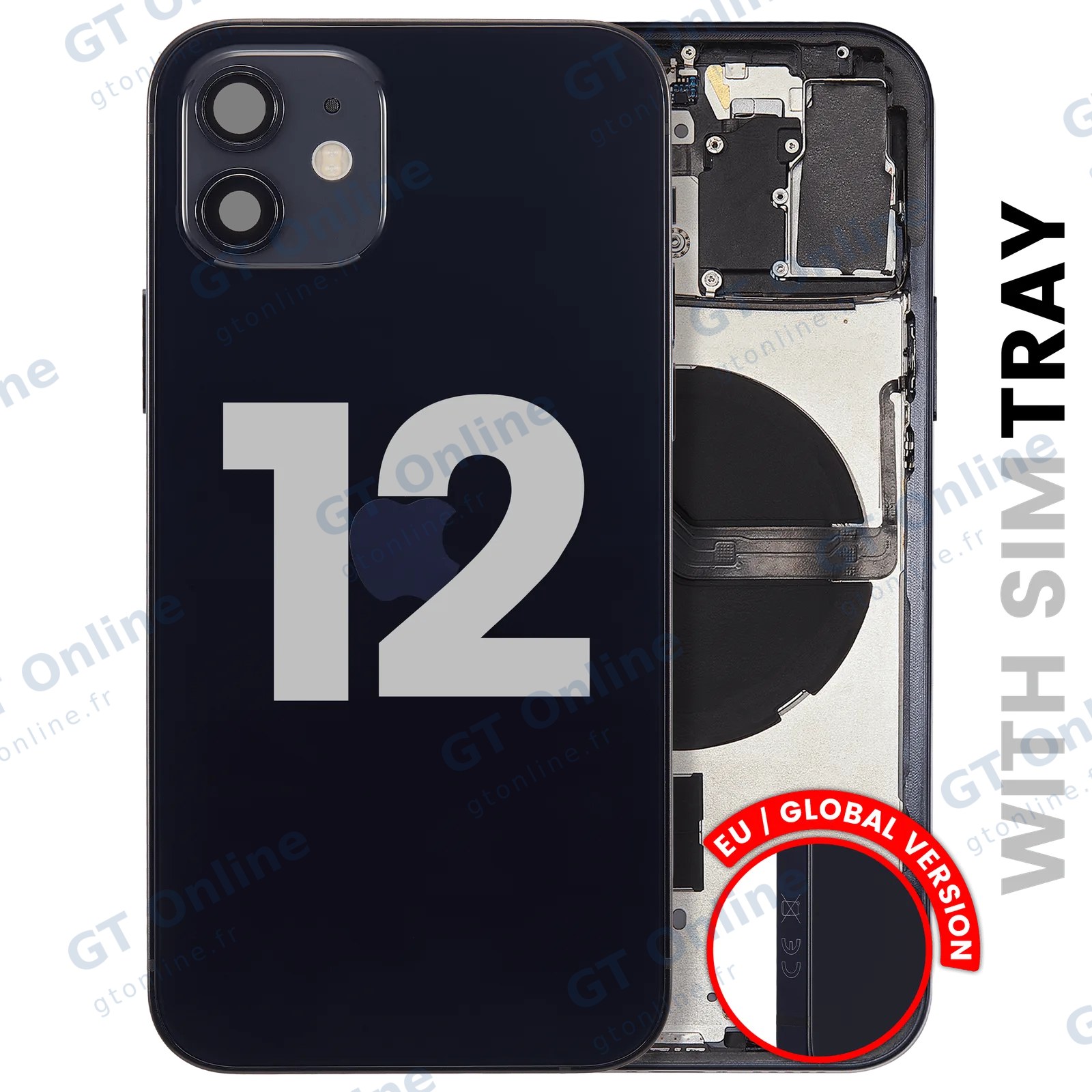 Châssis pour Apple iPhone 12 (version EU, origine d'occasion — grade B, noir)