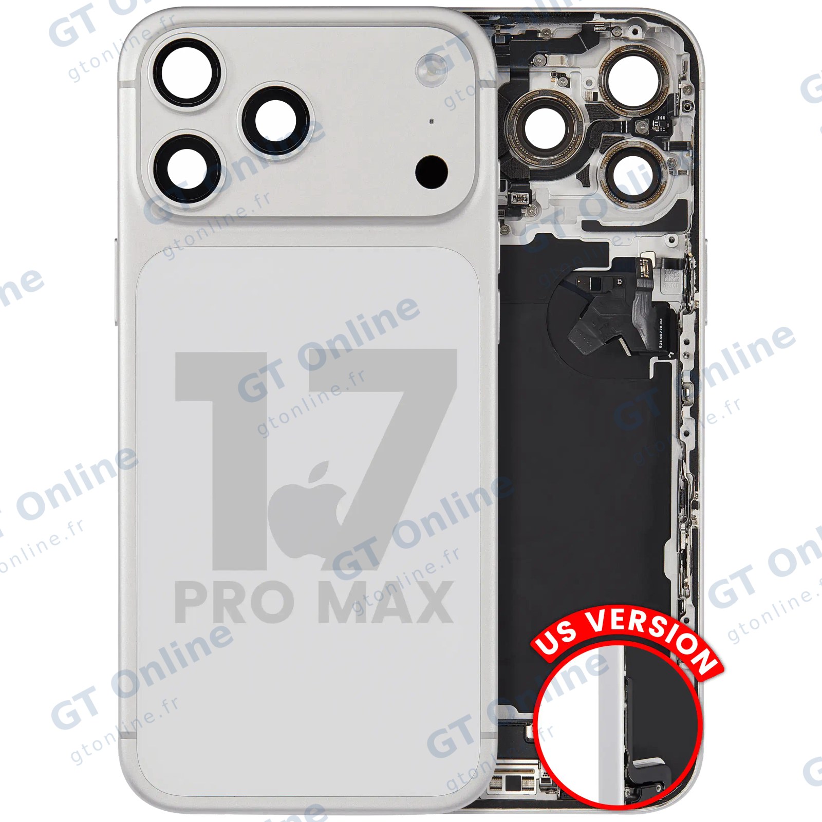 Châssis pour Apple iPhone 17 Pro Max (version US, origine d'occasion — grade B, argent)