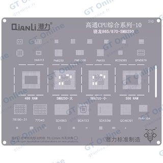Pochoir de rebillage Qianli Bumblebee QS510 CPU Qualcomm 10 — Snapdragon 865/870 (SM8250)