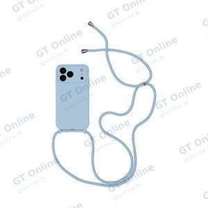 Coque Silicone avec Cordon Apple iPhone 17 Pro Max (#03) Bleu Clair