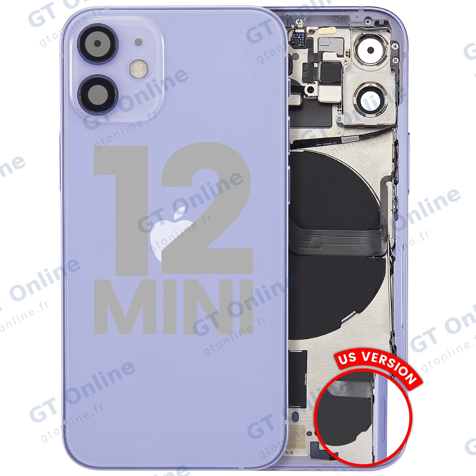 Châssis pour Apple iPhone 12 Mini (version US, origine d'occasion — grade A, violet)