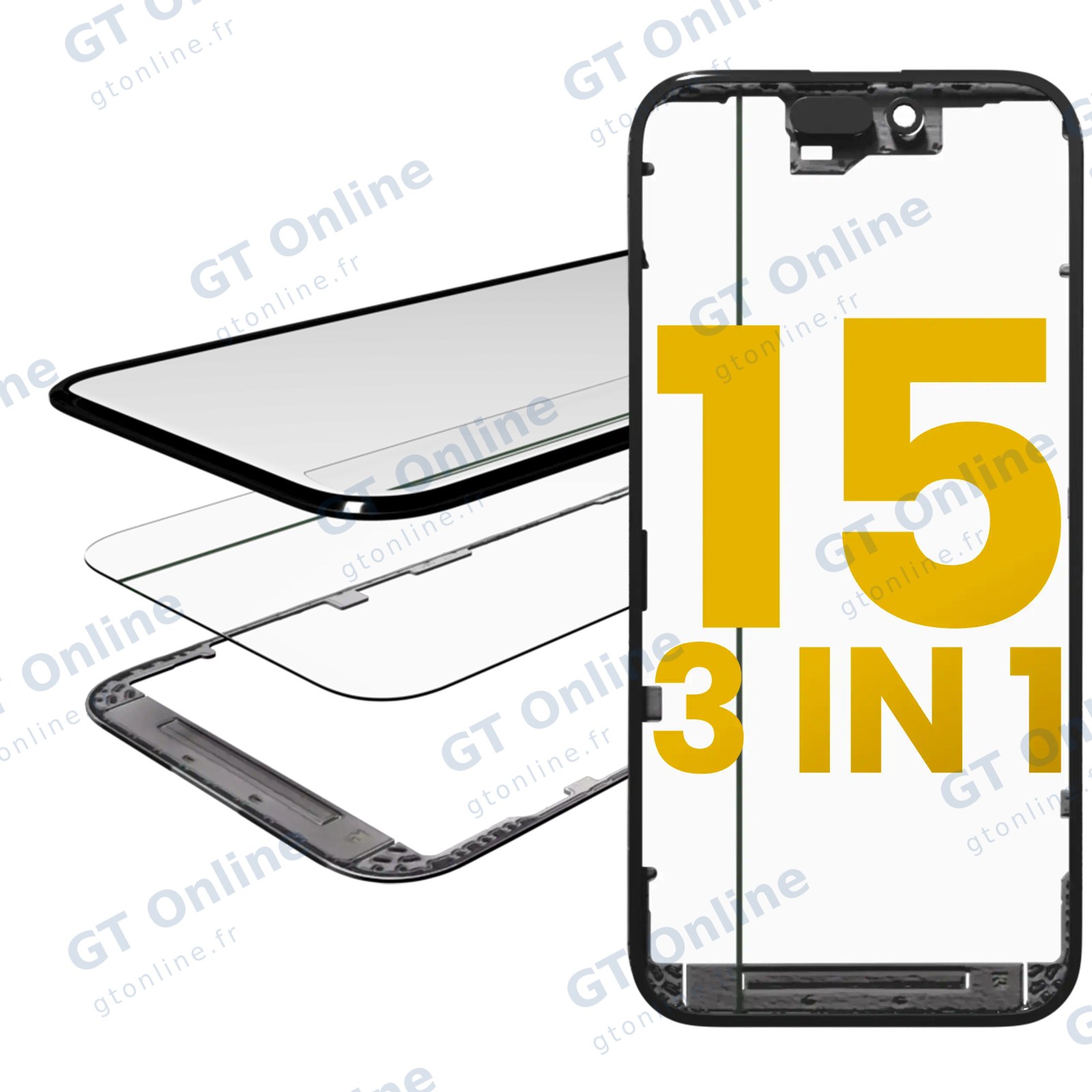 Vitre d’écran avec OCA pour Apple iPhone 15 (OCA Master)