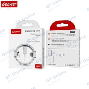 Câble Data USB vers Lightning d-power F6000 (1m) Blanc