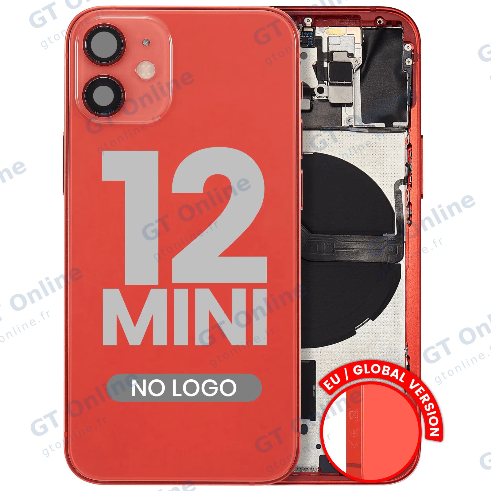Châssis pour Apple iPhone 12 Mini (version EU, compatible premium, rouge)