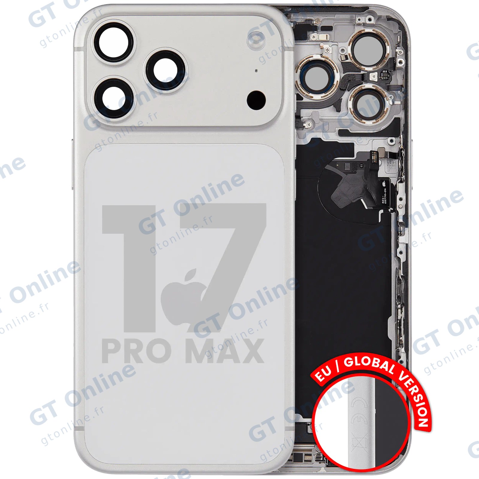Châssis pour Apple iPhone 17 Pro Max (version EU, origine d'occasion — grade B, argent)