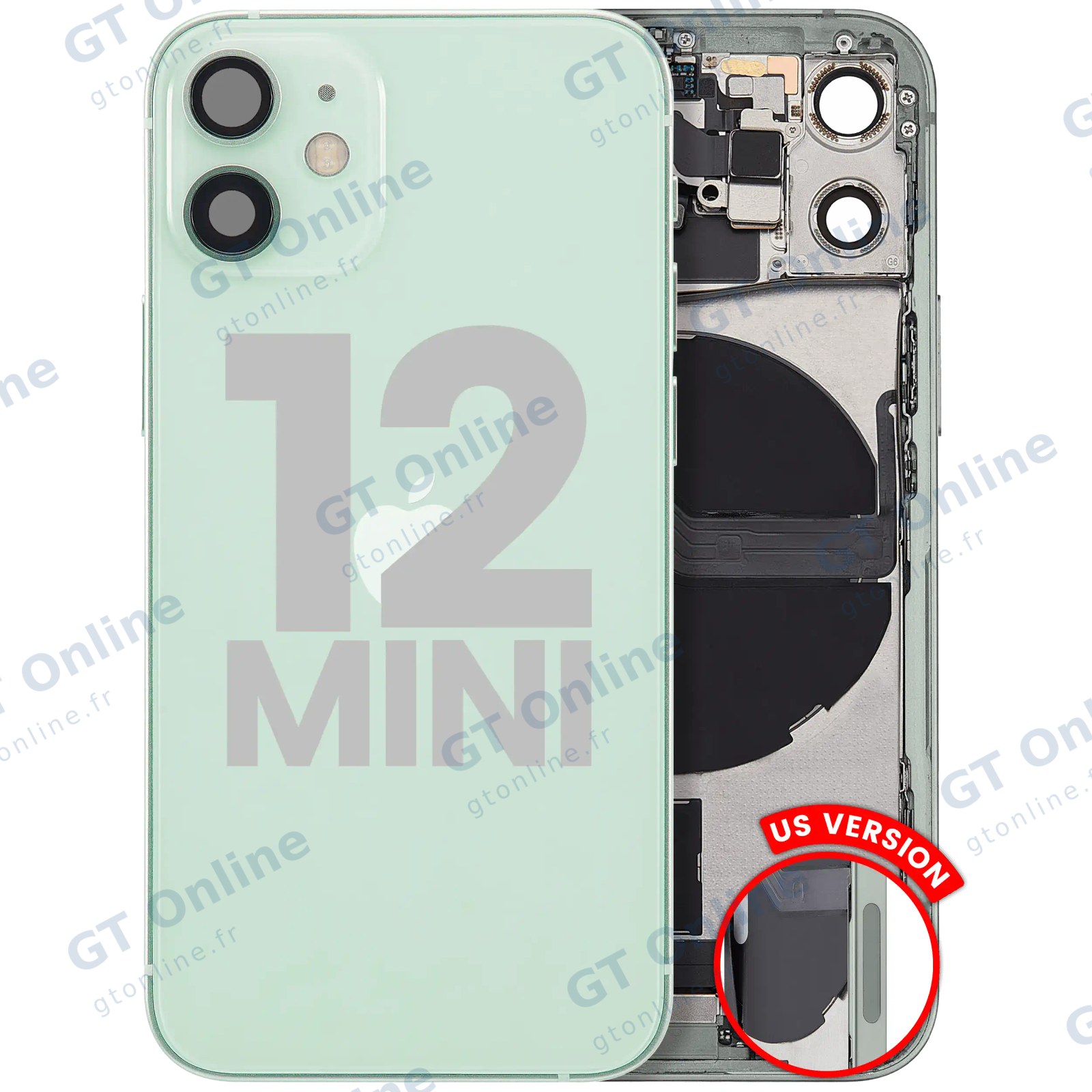 Châssis pour Apple iPhone 12 Mini (version US, origine d'occasion — grade B, vert)