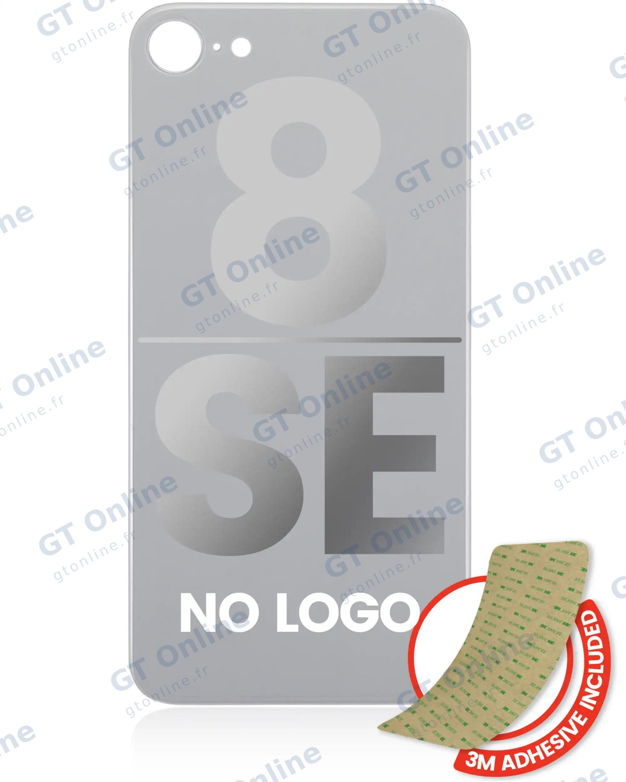 Vitre arrière pour Apple iPhone 8 / SE (2020) (No Logo / Large Camera Hole, argent)