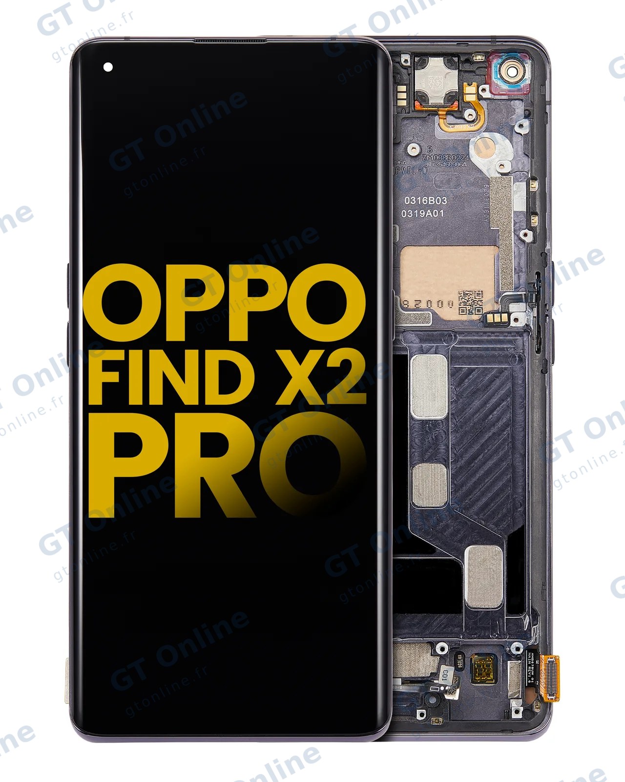 Écran OLED avec châssis pour OPPO Find X2 Pro (reconditionné, noir)