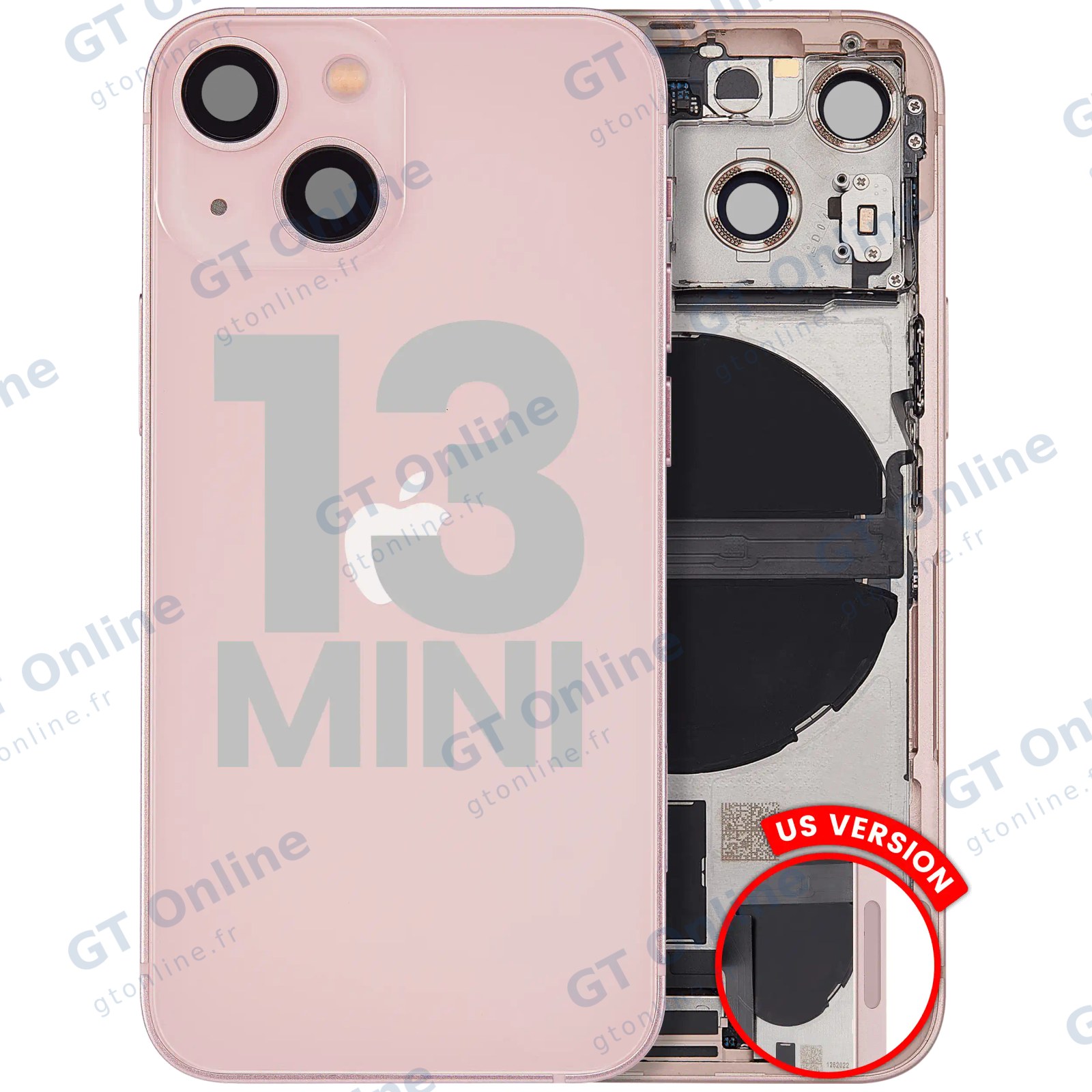 Châssis arrière pour iPhone 13 mini (US, occasion d’origine, grade A, rose)