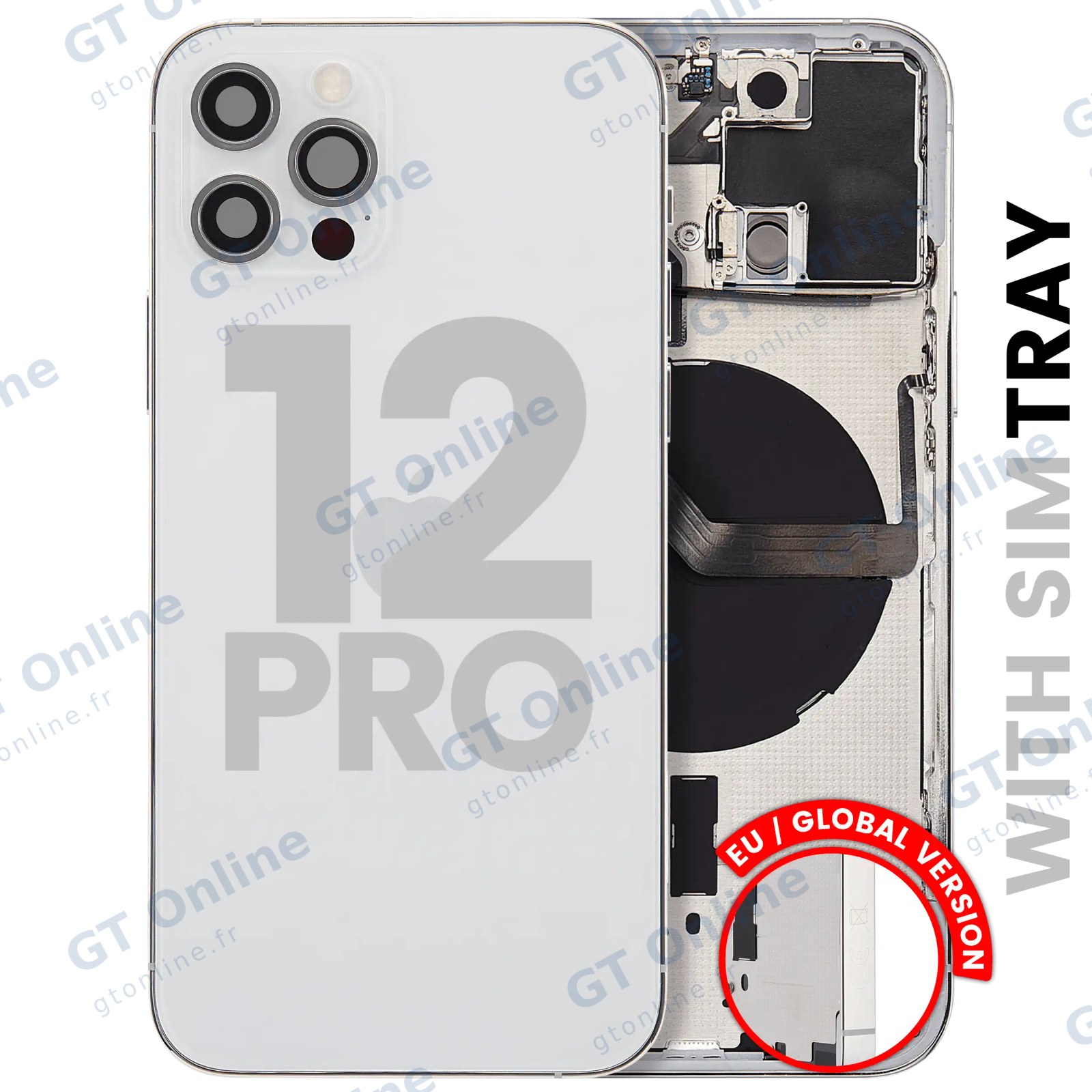 Châssis arrière pour iPhone 12 Pro (EU / Global, occasion d’origine, grade B, argent)