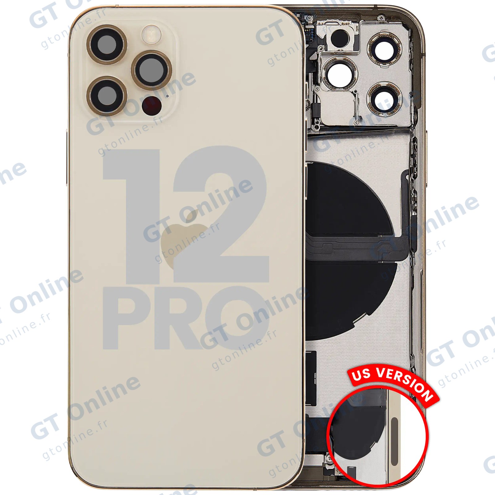 Châssis pour Apple iPhone 12 Pro (version US, origine d'occasion — grade A, or)