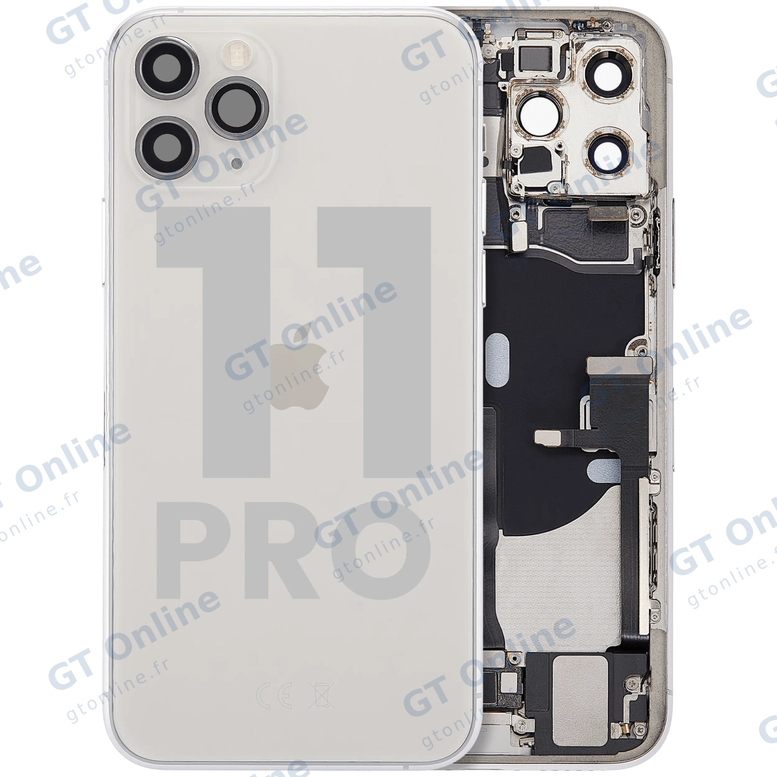 Châssis avec nappe de charge et petits composants pour Apple iPhone 11 Pro (origine d'occasion — grade B, argent)