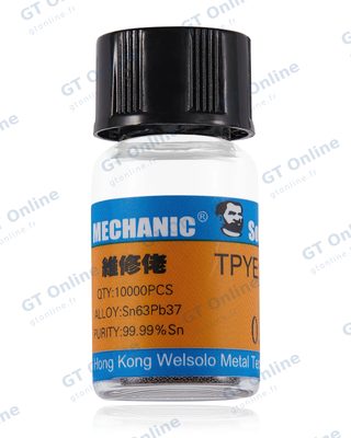 Billes de soudure Mechanic 0,30 mm pour pochoirs BGA (flacon de 10 000 billes)