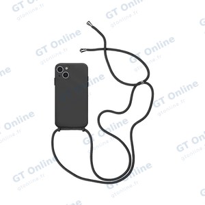 Coque Silicone avec Cordon Apple iPhone 13 (08) Noir