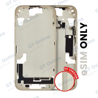 Châssis pour Apple iPhone 15 (version US, origine d'occasion — grade A, jaune) — Châssis central avec petites pièces