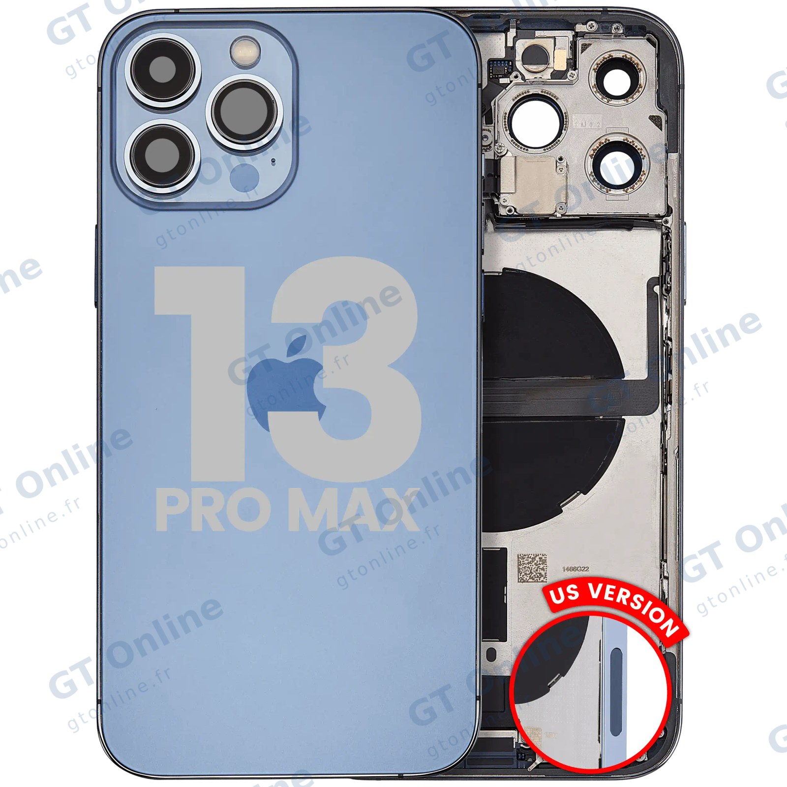 Châssis pour Apple iPhone 13 Pro Max (version US, origine d'occasion — grade A, Sierra Blue)