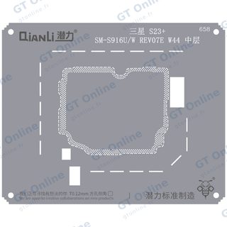 Pochoir de rebillage Qianli Bumblebee QS658 pour couche intermédiaire Samsung S23 Plus (SM-S916U/W REV07E W44)