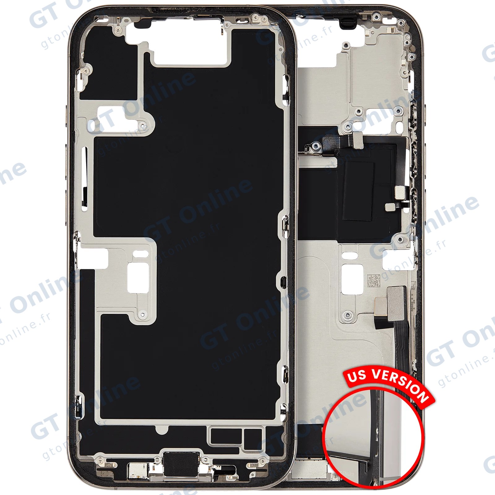 Châssis pour Apple iPhone 16 Pro (version US, origine d'occasion — grade A, titane naturel)