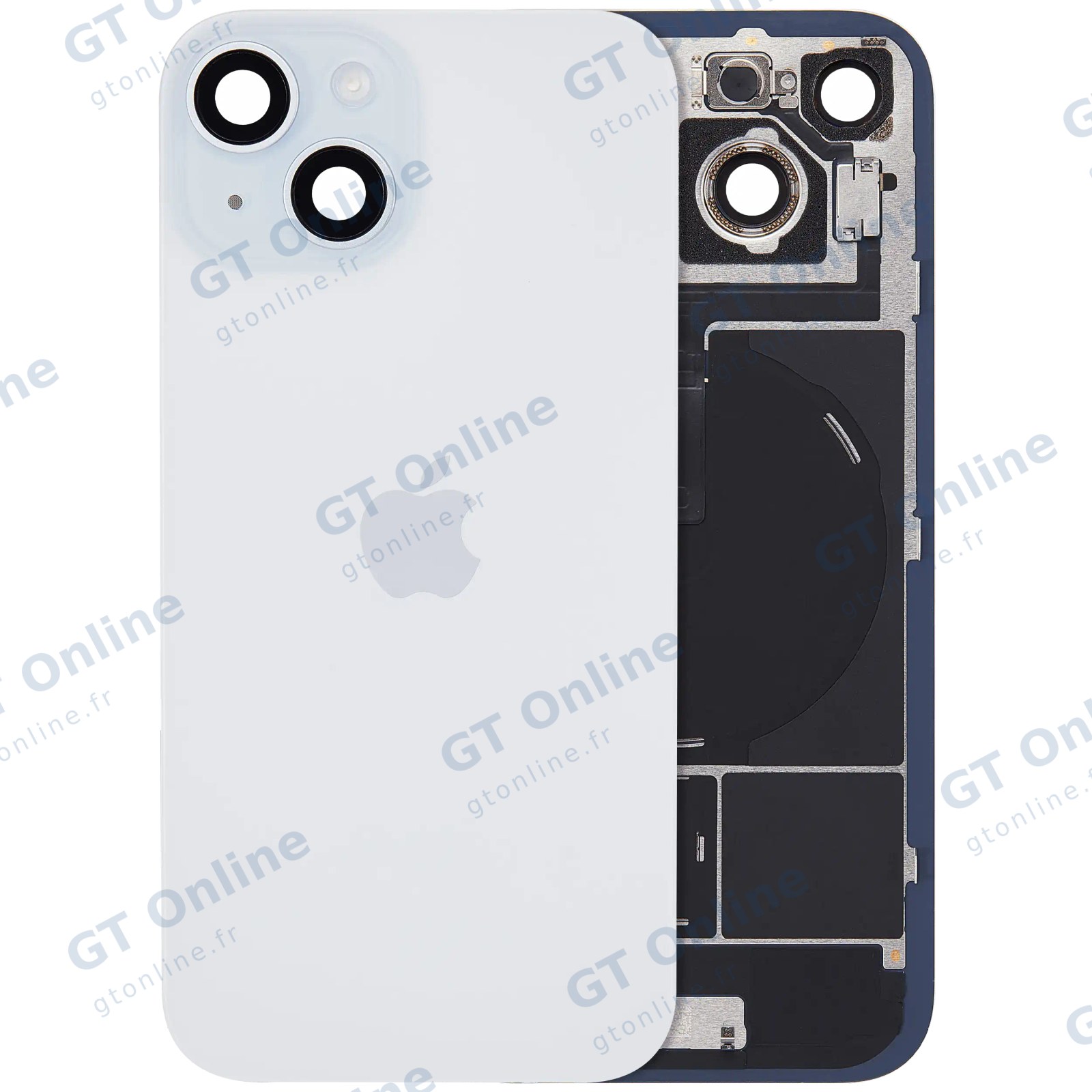 Vitre arrière avec MagSafe, NFC et nappe flash pour Apple IPhone 15 (origine, bleu)