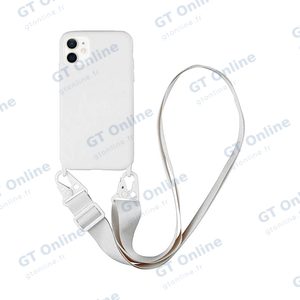 Coque Silicone avec Bandoulière Apple iPhone 12 Blanc