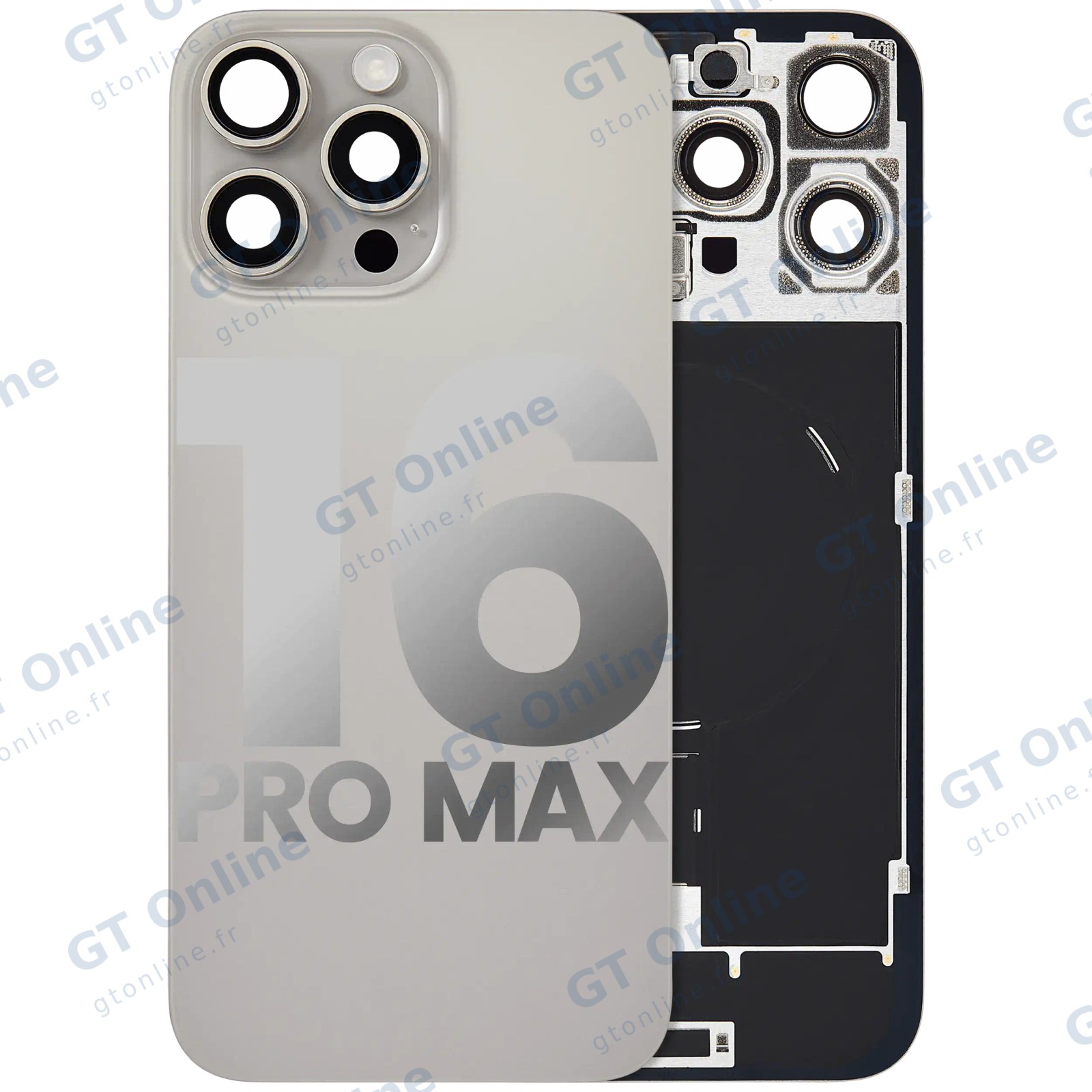 Vitre arrière pour Apple iPhone 16 Pro Max (origine d'occasion — grade B, titane naturel)