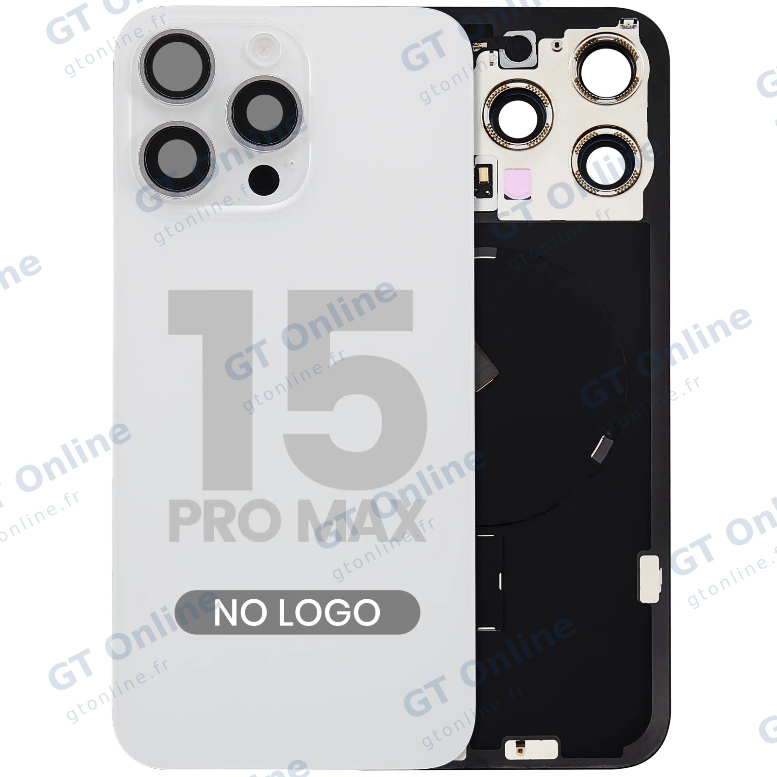 Vitre arrière pour Apple iPhone 15 Pro Max (sans logo, compatible, White Titanium) — réf. 107082130573